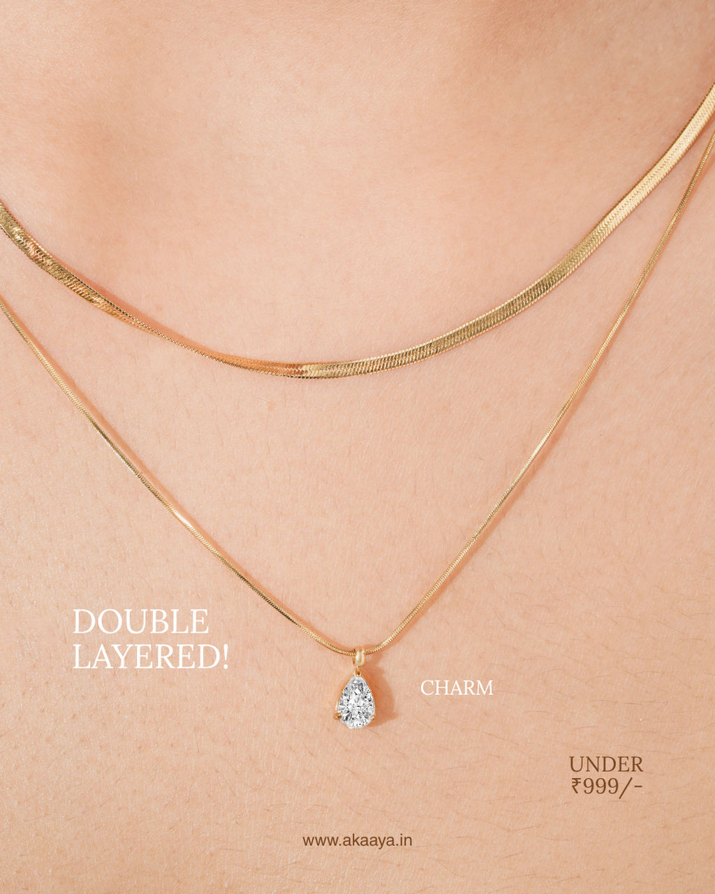 Layered Drop Charm Necklace