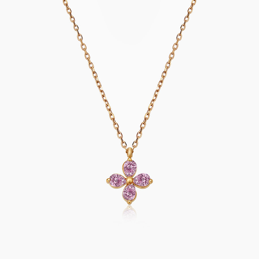 Pink Crystal Flower Necklace