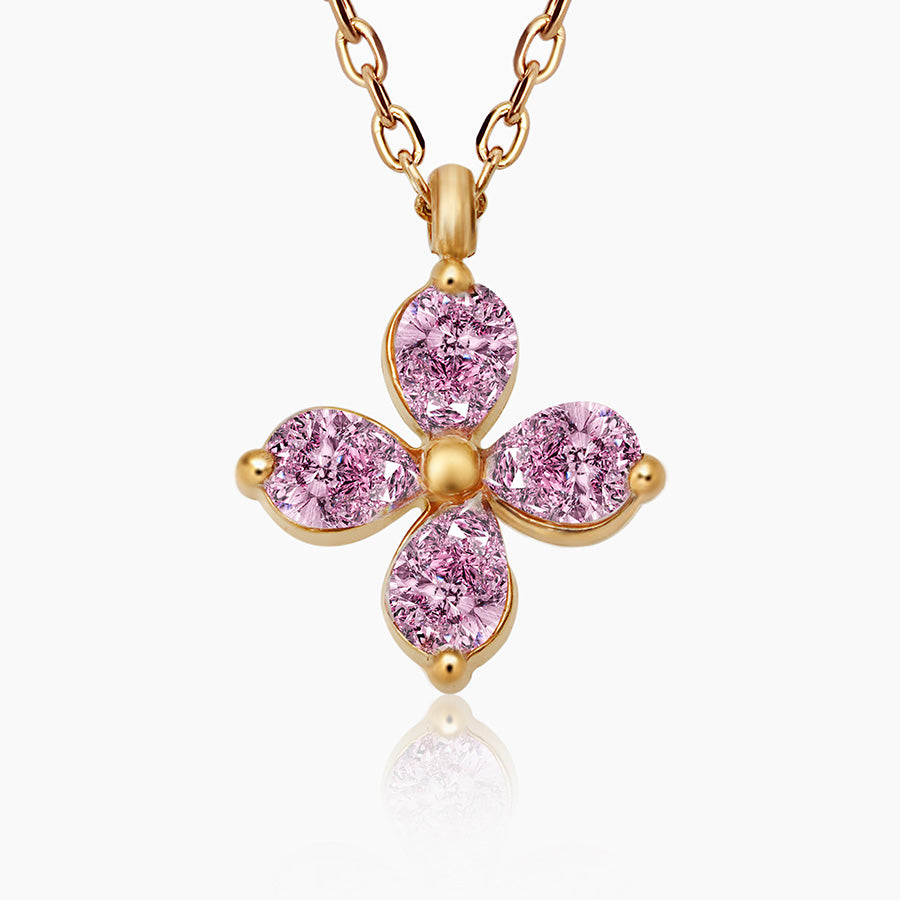 Pink Crystal Flower Necklace