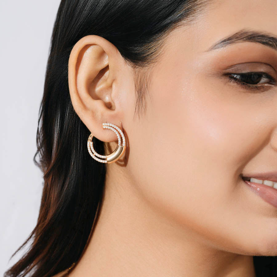 Double Row CZ Earrings