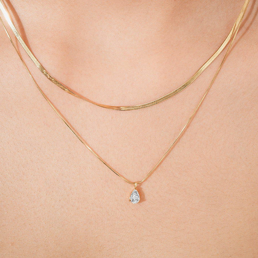 Layered Drop Charm Necklace