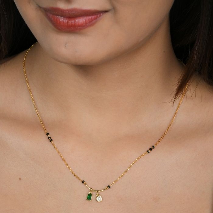 Twin Charms Emerald Mangalsutra