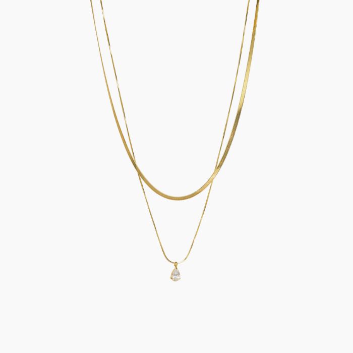 Layered Drop Charm Necklace
