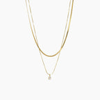 Layered Drop Charm Necklace
