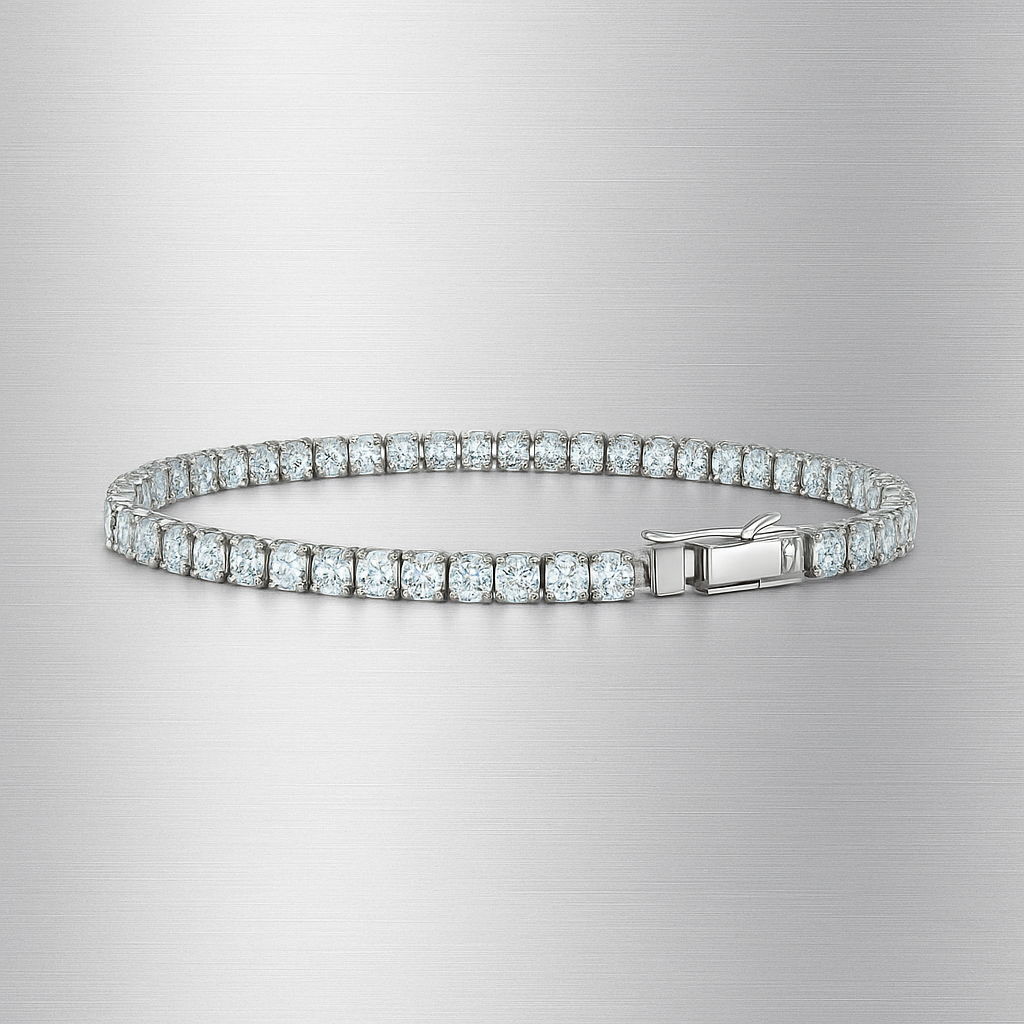 Lustrous Line Tennis Silver Plated Bracelet