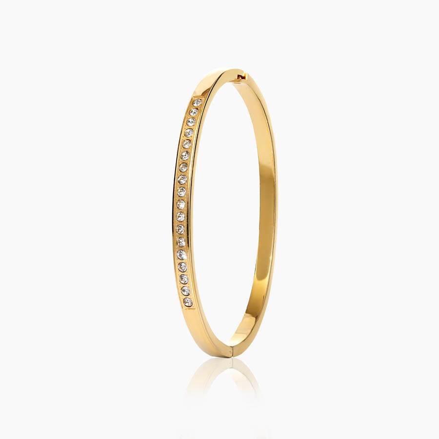Luminous Arc Crystal Solid Bracelet