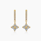 Crystal Flower Huggies Drop Earrings
