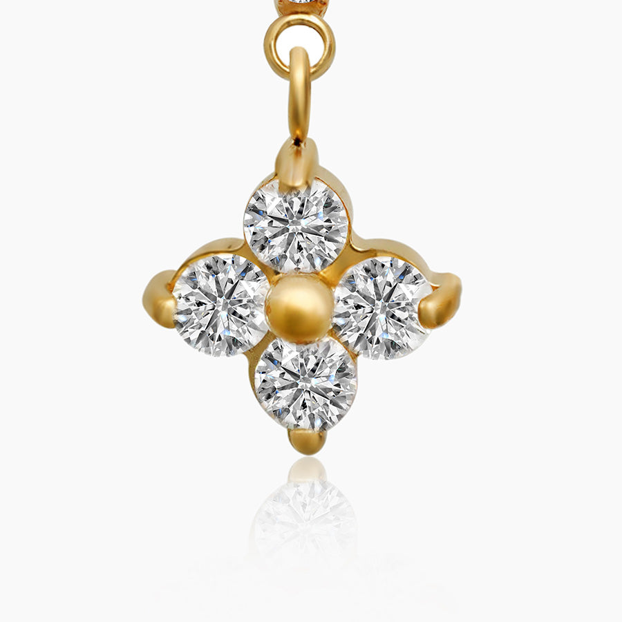 Crystal Flower Huggies Drop Earrings