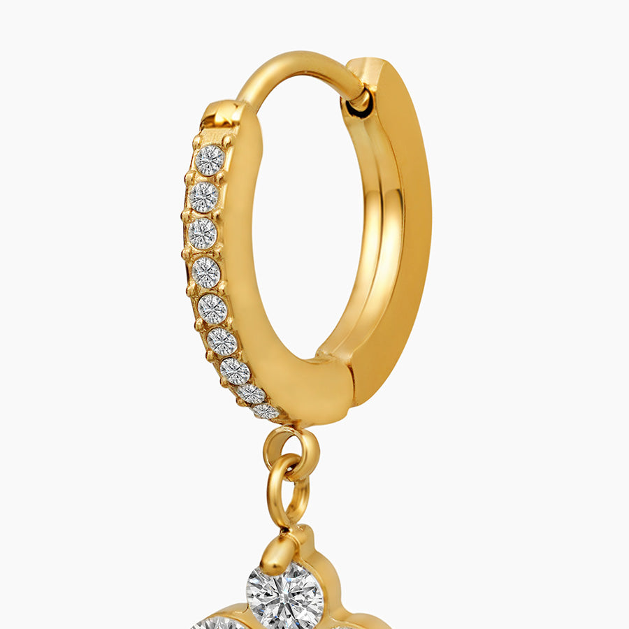Crystal Flower Huggies Drop Earrings