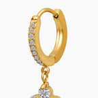 Crystal Flower Huggies Drop Earrings