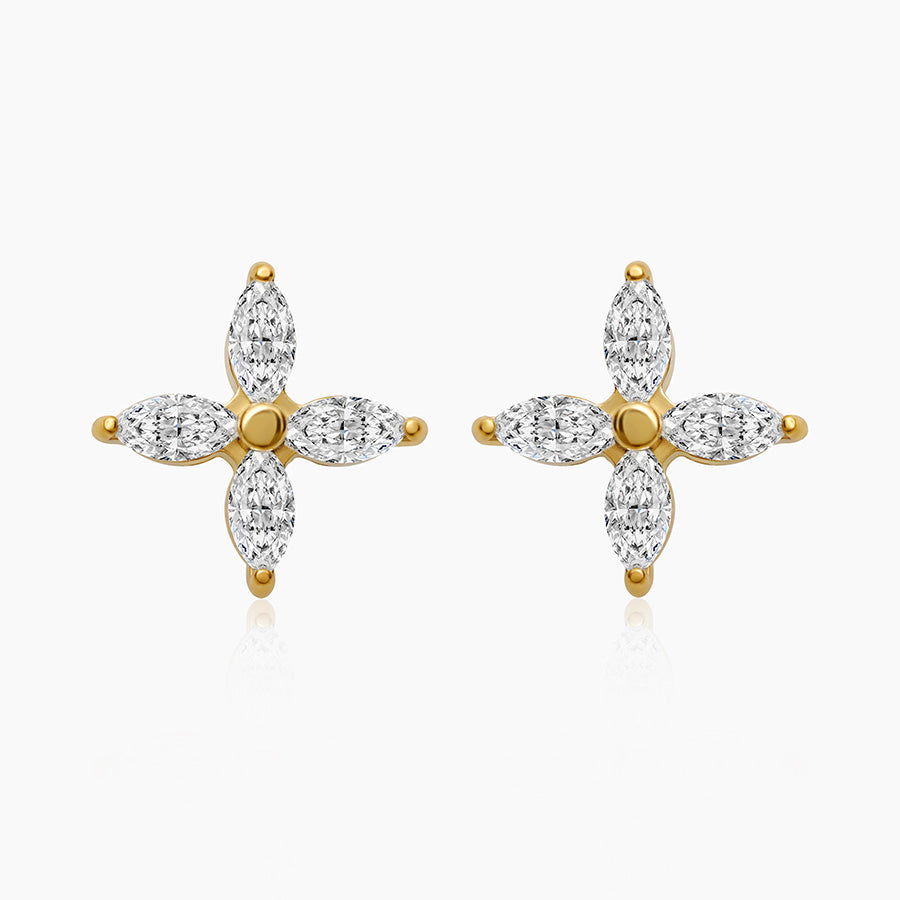 Four Petal Crystal Stud Earrings