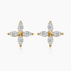 Four Petal Crystal Stud Earrings