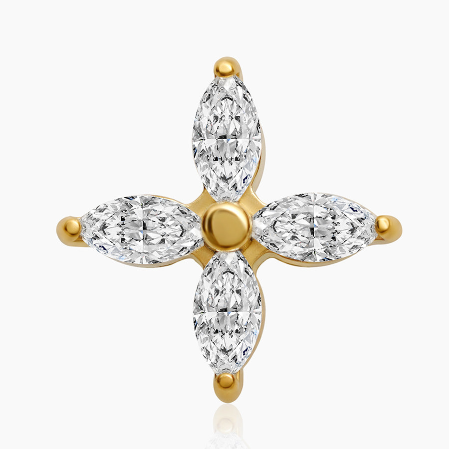 Four Petal Crystal Stud Earrings