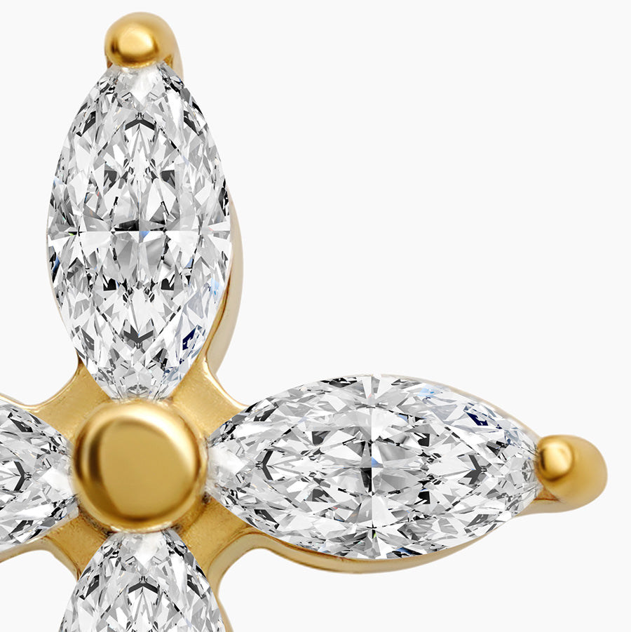 Four Petal Crystal Stud Earrings