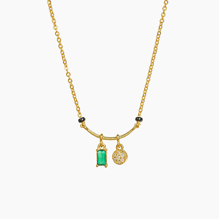 Twin Charms Emerald Mangalsutra