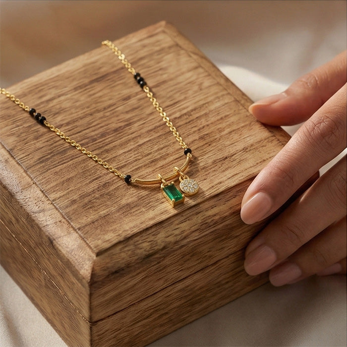 Twin Charms Emerald Mangalsutra