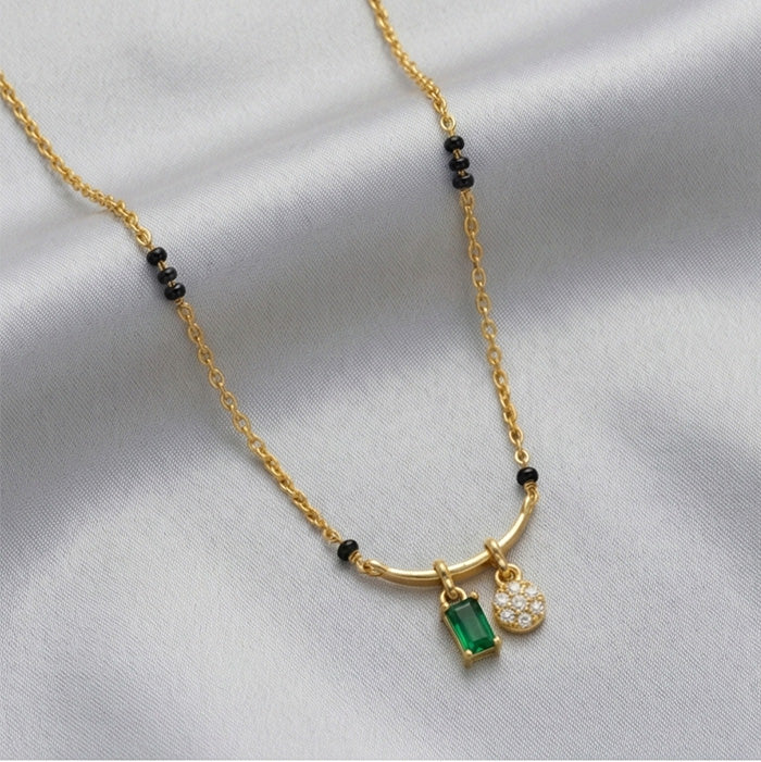 Twin Charms Emerald Mangalsutra