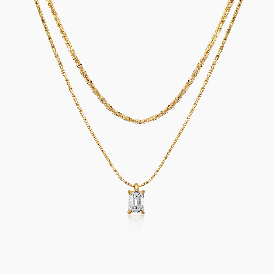 Layered Rectangle Pendant Necklace