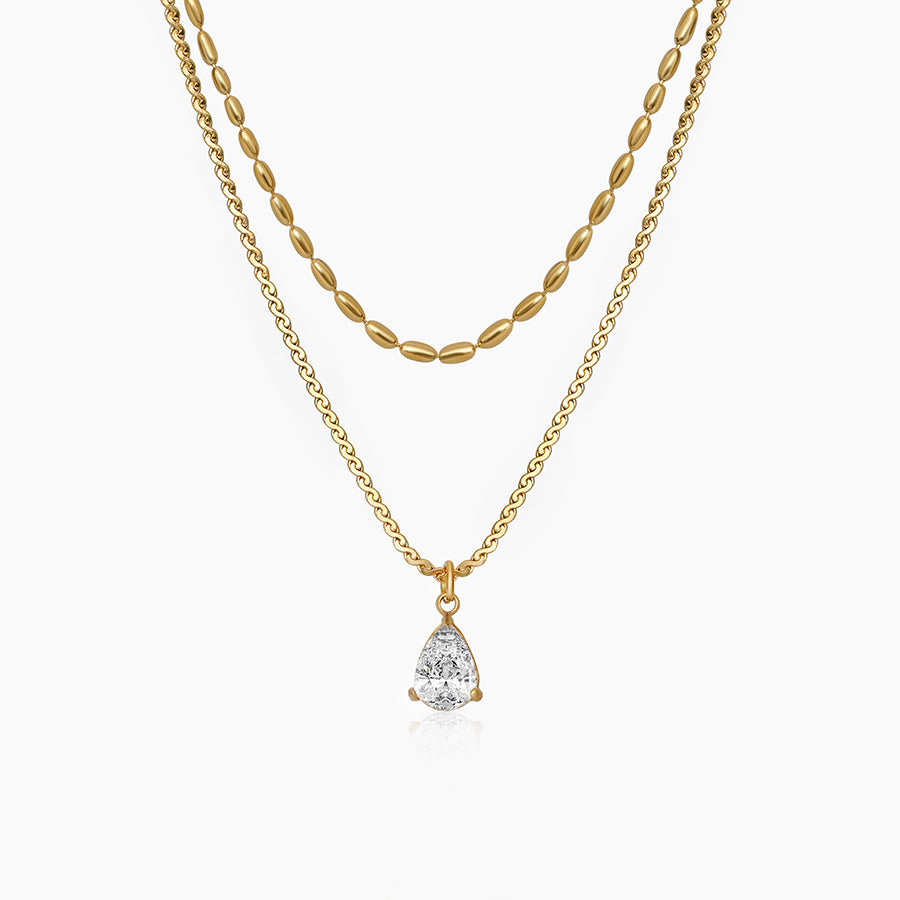 Twisted Chain Layered Teardrop Pendant Necklace