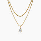Twisted Chain Layered Teardrop Pendant Necklace