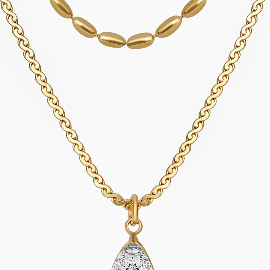 Twisted Chain Layered Teardrop Pendant Necklace