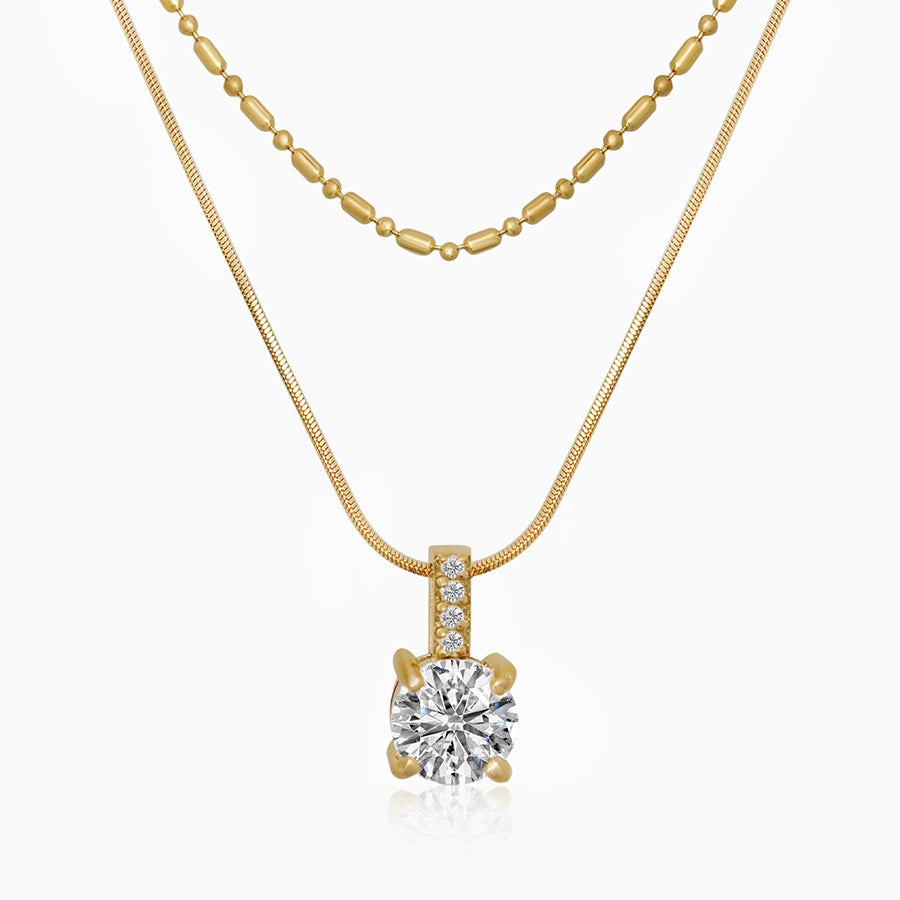 Layered Crystal Drop Necklace
