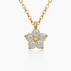 Elongated Link Crystal Flower Necklace