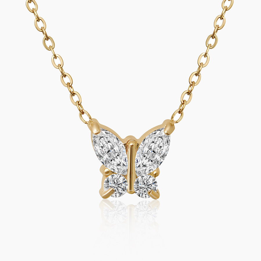 Elongated Link Butterfly Necklace