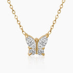 Elongated Link Butterfly Necklace