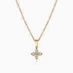 Four Petal Crystal Pendant Necklace