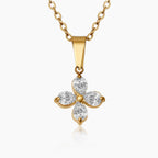 Four Petal Crystal Pendant Necklace