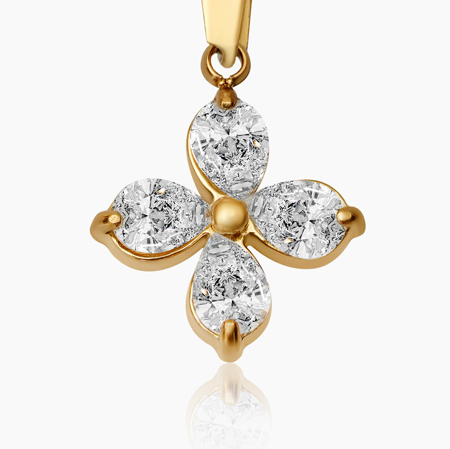 Four Petal Crystal Pendant Necklace