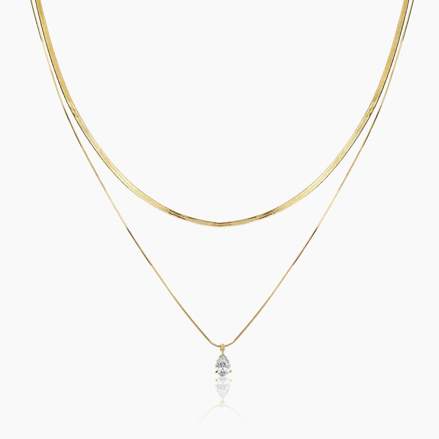 Layered Drop Charm Necklace